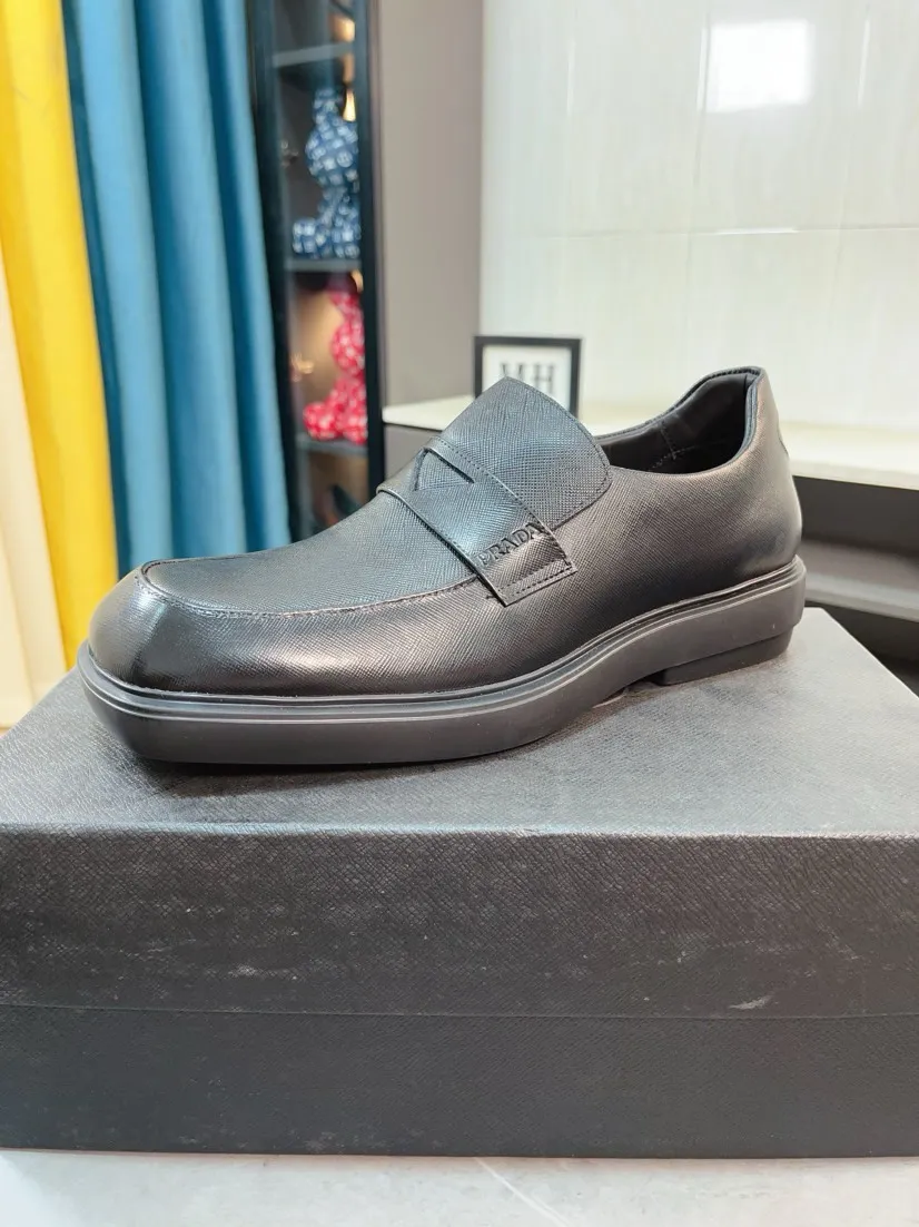 Men's shoes 💰540🌹🌹【PRADA Leather Shoes】Top purchasing agency Original imported Italian custom-made open-edge beaded cowhide leather surface, fully imported water-dyed breathable cowhide lining, original factory special molded sole super comfortable, size: 38-44